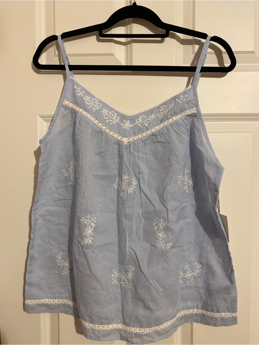 Cynthia Rowley Sleepwear blue/ white embroidered camisole, size large
